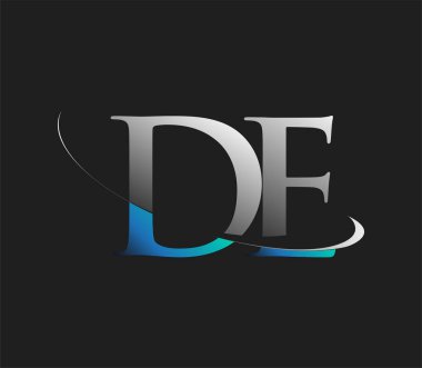 DE ilk logo şirketi adı mavi ve beyaz renkli, koyu arkaplanda izole edilmiş. iş ve şirket kimliği için vektör logosu.