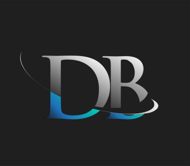 DB 'nin ilk logo şirketi adı mavi ve beyaz renkli, koyu arkaplanda izole edilmiş. iş ve şirket kimliği için vektör logosu.