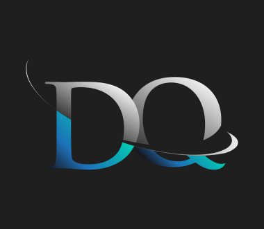 DQ ilk logo şirketinin adı mavi ve beyaz renkli, koyu arkaplanda izole edilmiş. iş ve şirket kimliği için vektör logosu.