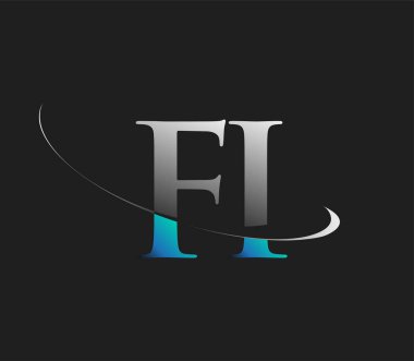 İlk logo şirketinin adı mavi ve beyaz renkli, koyu arkaplanda izole edilmiş. iş ve şirket kimliği için vektör logosu.