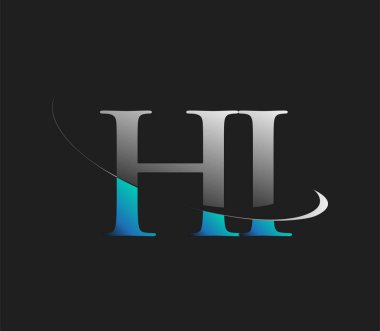 İlk logo şirketinin adı mavi ve beyaz renkli, koyu arkaplanda izole edilmiş. iş ve şirket kimliği için vektör logosu.