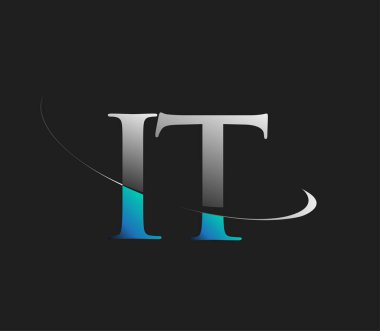 IT 'nin ilk logo şirketi adı mavi ve beyaz renkli, koyu arkaplanda izole edilmiş. iş ve şirket kimliği için vektör logosu.