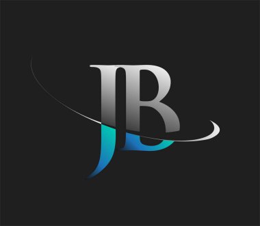 JB 'nin ilk logo şirketi adı mavi ve beyaz renkli, koyu arkaplanda izole edilmiş. iş ve şirket kimliği için vektör logosu.