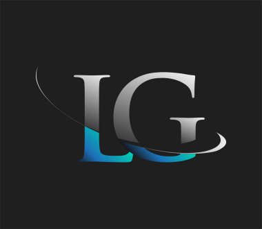 LG 'nin ilk logo şirketi adı mavi ve beyaz renkli, koyu arkaplanda izole edilmiş. iş ve şirket kimliği için vektör logosu.