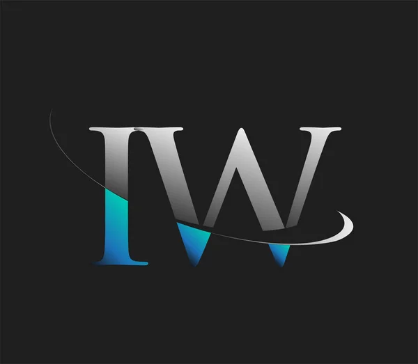 Logo Firmenname Farbig Blau Und Weiß Swoosh Design Isoliert Auf — Stockvektor