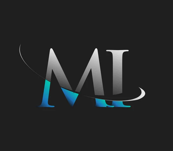 Початковий Логотип Компанії Кольоровий Синьо Білий Дизайн Махоша Ізольований Темному — стоковий вектор