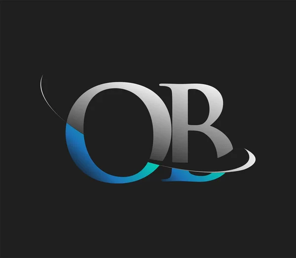 Nome Empresa Logotipo Inicial Colorido Design Swoosh Azul Branco Isolado — Vetor de Stock