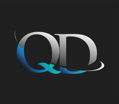 QD ilk logo şirketinin adı mavi ve beyaz renkli, koyu arkaplanda izole edilmiş. iş ve şirket kimliği için vektör logosu.