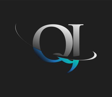 QJ ilk logo şirketinin adı mavi ve beyaz renkli, koyu arkaplanda izole edilmiş. iş ve şirket kimliği için vektör logosu.