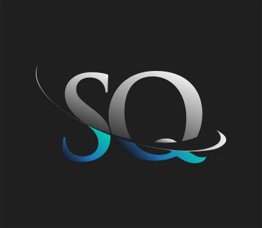 SQ ilk logo şirketi adı mavi ve beyaz renkli, koyu arkaplanda izole edilmiş. iş ve şirket kimliği için vektör logosu.
