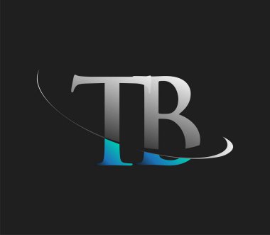 Tüberküloz firmasının ilk adı mavi ve beyaz renkli, koyu arkaplanda izole edilmiş. iş ve şirket kimliği için vektör logosu.