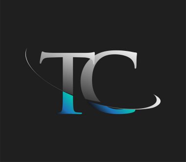 TC 'nin ilk logo şirketi adı mavi ve beyaz renkli, koyu arkaplanda izole edilmiş. iş ve şirket kimliği için vektör logosu.