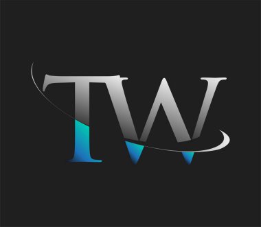 İlk logo şirketinin adı mavi ve beyaz renkli, koyu arkaplanda izole edilmiş. iş ve şirket kimliği için vektör logosu.