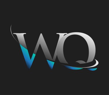 WQ ilk logo şirketinin adı mavi ve beyaz renkli, koyu arkaplanda izole edilmiş. iş ve şirket kimliği için vektör logosu.