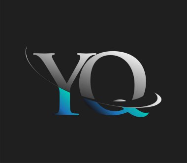 YQ ilk logo şirketinin adı mavi ve beyaz renkli, koyu arkaplanda izole edilmiş. iş ve şirket kimliği için vektör logosu.