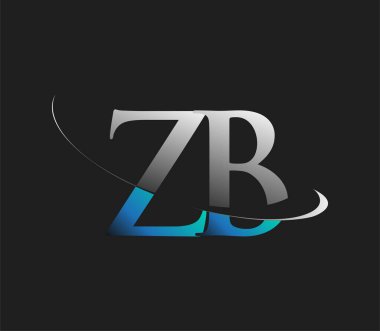 ZB 'nin ilk logo şirketi adı mavi ve beyaz renkli, koyu arkaplanda izole edilmiş. iş ve şirket kimliği için vektör logosu.