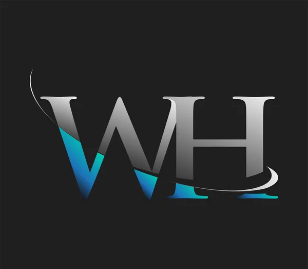 Начальный Логотип Название Компании Цветной Синий Белый Swoosh Дизайн Изолированный — стоковый вектор