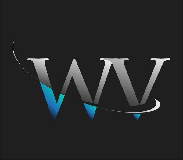 Nombre Inicial Compañía Del Logotipo Diseño Swoosh Azul Blanco Aislado — Archivo Imágenes Vectoriales