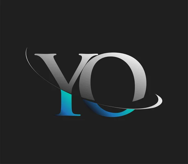 Ursprungliga Logotypen Företagets Namn Färgad Blå Och Vit Swoosh Design — Stock vektor