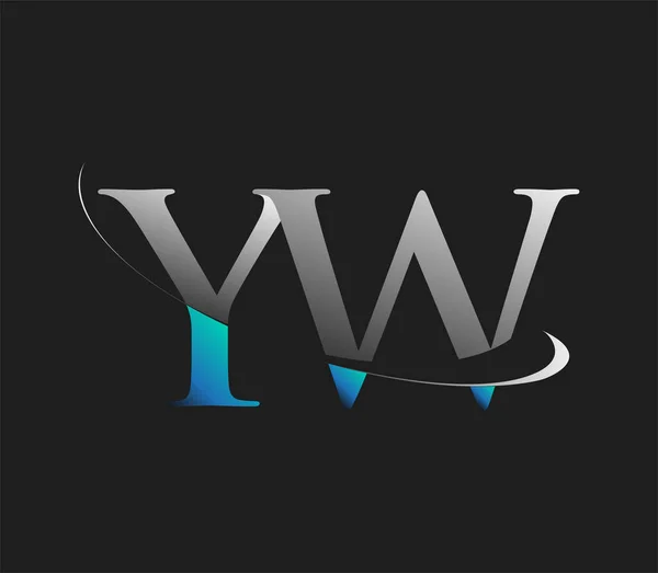 Ursprünglichen Logo Firmenname Farbig Blau Und Weiß Swoosh Design Isoliert — Stockvektor