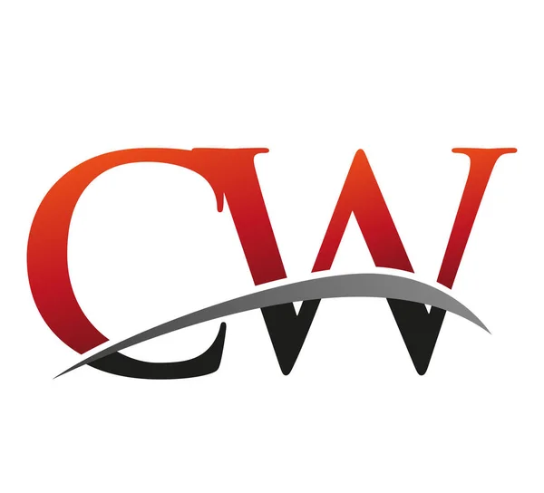 Начальная Буква Логотип Компании Название Цветной Красный Черный Swoosh Дизайн — стоковый вектор