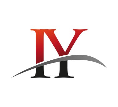 İlk harf IY logotype şirketi adı kırmızı ve siyah desenli. Siyah arkaplanda izole.