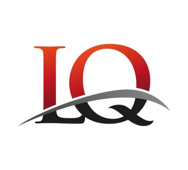 İlk harf LQ logotype şirketi adı kırmızı ve siyah Swoosh tasarımı. Siyah arkaplanda izole.