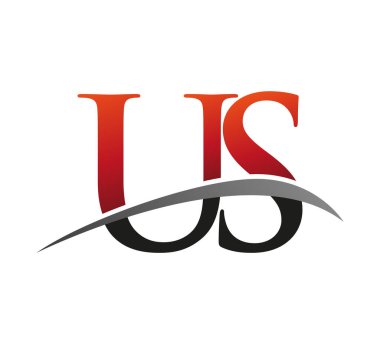 İlk harfi Amerikan logoti şirketi. Renkli kırmızı ve siyah Swoosh tasarımı. Siyah arkaplanda izole.