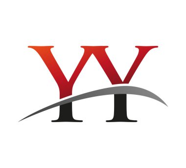 İlk harfi YY logotype şirketi. Renkli kırmızı ve siyah desenli. Siyah arkaplanda izole.