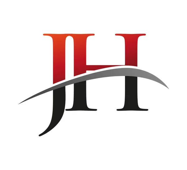 Harf Logotype Şirketi Renkli Kırmızı Siyah Swoosh Tasarımı Siyah Arkaplanda — Stok Vektör