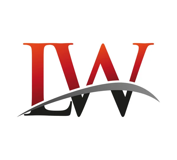 Anfangsbuchstabe Logo Firmenname Farbig Rot Und Schwarz Swoosh Design Isoliert — Stockvektor