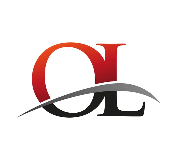 Letra Inicial Logotipo Nome Empresa Colorido Design Swoosh Vermelho Preto — Vetor de Stock
