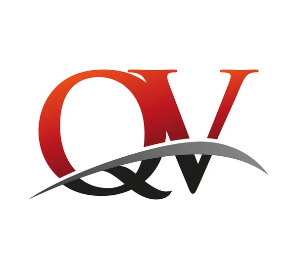 Počáteční Písmeno Logotyp Název Společnosti Barevné Červené Černé Swoosh Design — Stockový vektor
