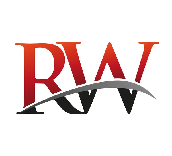 Αρχικό Γράμμα Λογότυπος Εταιρεία Όνομα Χρωματισμένο Κόκκινο Και Μαύρο Swoosh — Διανυσματικό Αρχείο