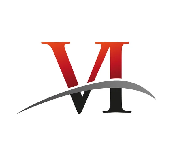 Carta Inicial Logotipo Nome Empresa Colorido Design Swoosh Vermelho Preto — Vetor de Stock