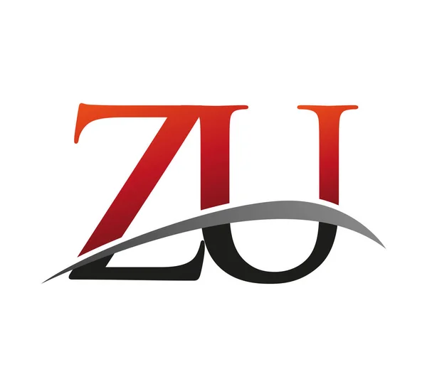 Начальная Буква Логотип Компании Название Цвета Красный Черный Swoosh Дизайн — стоковый вектор