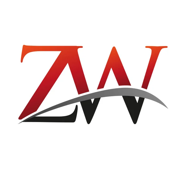 Letra Inicial Nome Empresa Logotipo Colorido Design Swoosh Vermelho Preto — Vetor de Stock