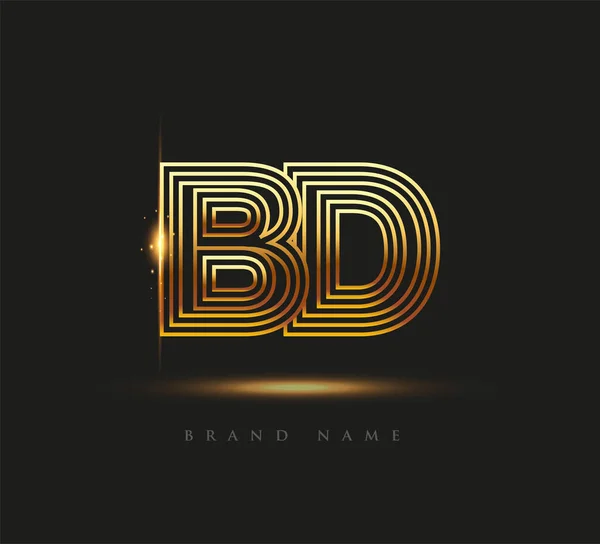 Initial Logo Letter Bold Logotype Company Name Colored Gold Elegant — Stock Vector