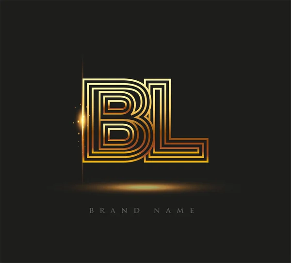Initial Logo Letter Bold Logotype Company Name Colored Gold Elegant — Stock Vector