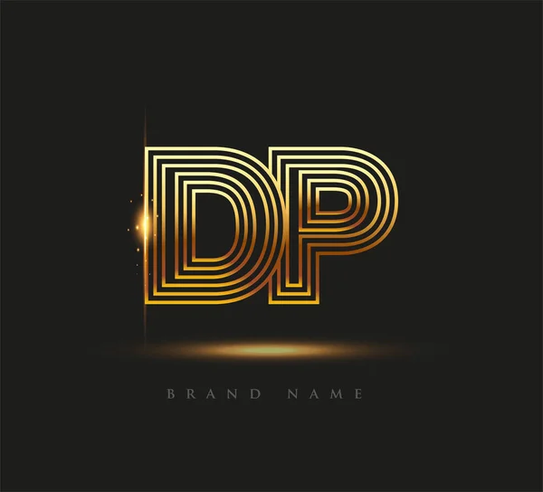 Initial Logo Letter Bold Logotype Company Name Colored Gold Elegant — Stock Vector