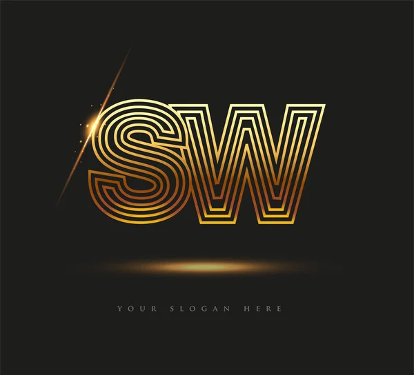 Initial Logo Letter Bold Nazwa Firmy Kolor Złoty Elegancki Design — Wektor stockowy