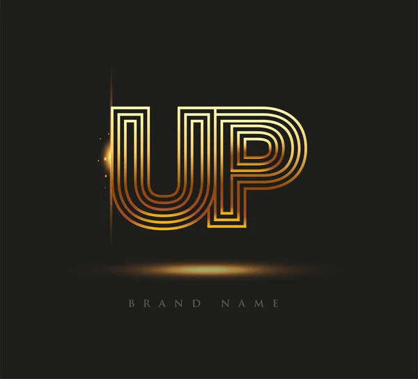 Logo Harfi Cesur Logotype Şirketi Sim Renkli Altın Zarif Tasarım — Stok Vektör