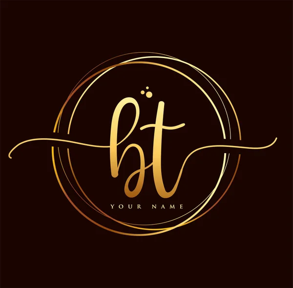 Yt Initial Handwriting Logo Golden Color Hand Lettering Initials Logo Branding Feminine And Luxury Logo Design Isolated On Black Background Larastock