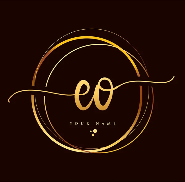 Iniziale Calligrafia Logo Color Oro Lettere Mano Iniziali Logo Branding — Vettoriale Stock