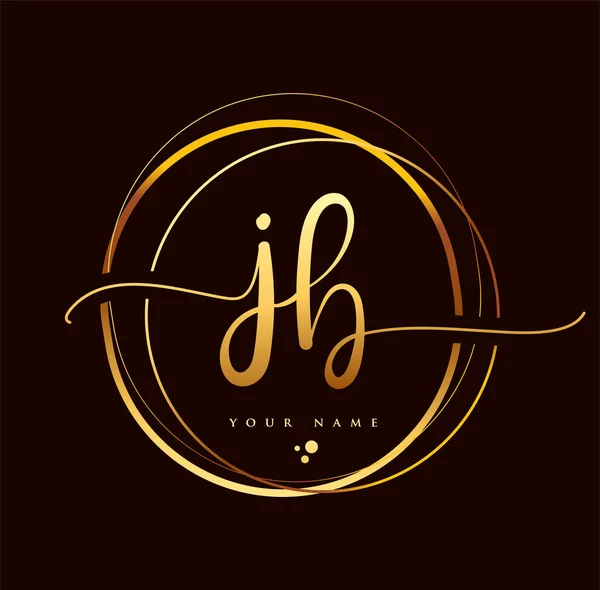 Eerste Handschrift Logo Gouden Kleur Handschrift Initialen Logo Branding Vrouwelijk — Stockvector