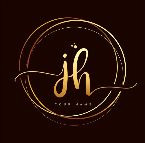 Initial Handwriting Logo Golden Color Hand Lettering Initials Logo Branding — Stock Vector