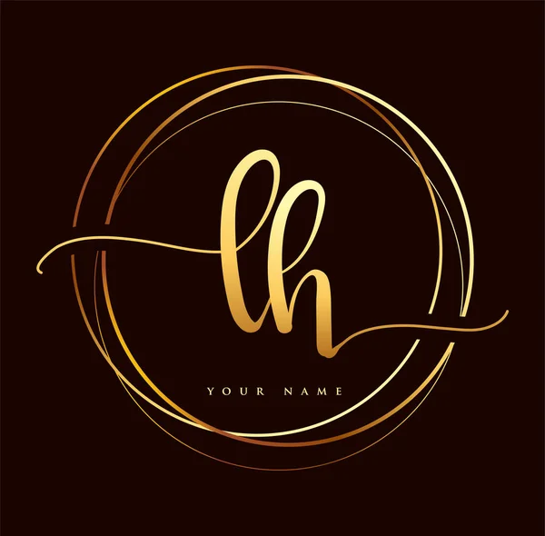 Eerste Handschrift Logo Gouden Kleur Handschrift Initialen Logo Branding Vrouwelijk — Stockvector