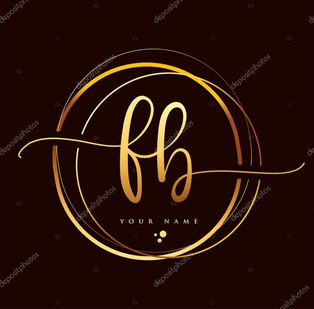 Fb Initial Handwriting Logo Golden Color Hand Lettering Initials Logo Branding Feminine And Luxury Logo Design Isolated On Black Background Larastock Fb Initial Handwriting Logo Golden Color Hand Lettering Initials Logo Branding Feminine And Luxury Logo Design Isolated On Black Background Larastock