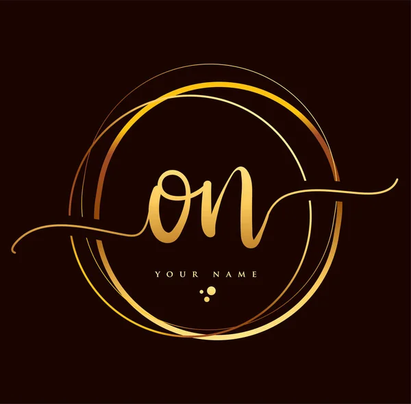 Initial Handwriting Logo Golden Color Hand Lettering Initials Logo Branding — Stock Vector