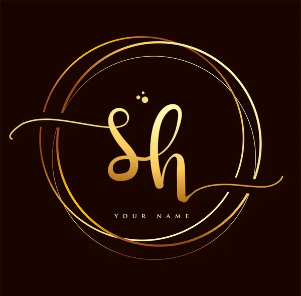 Initiale Handschrift Logo Goldene Farbe Handschriftzug Initials Logo Branding Feminines — Stockvektor